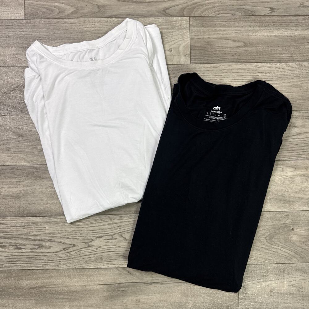 Lot of 2 Men's David Archy Tee Shirt Undershirt Basic Bamboo White Black sz L